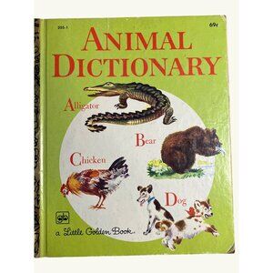 Little Golden Book Vintage Animal Dictionary Illustrated Children's Book
